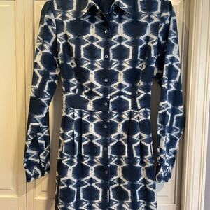 Lafayette 148 New York Indigo and White button down